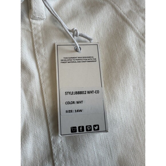 Judy Blue JB88812 Plus White Cuffed Jogger Jeans High Rise Drawstring Size 16W - Picture 8 of 9